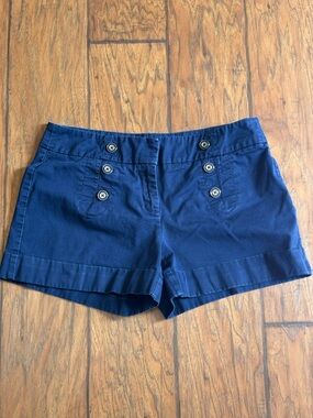 7th Avenue New York & Co Classic Navy Women’s Nautical Shorts with Button Front
